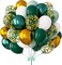 Green and Gold Balloons 83Pcs 12in Dark Green Gold White Confetti Balloons for Graduation Safari Jungle Birthday Emerald Green and Gold Party Decorations